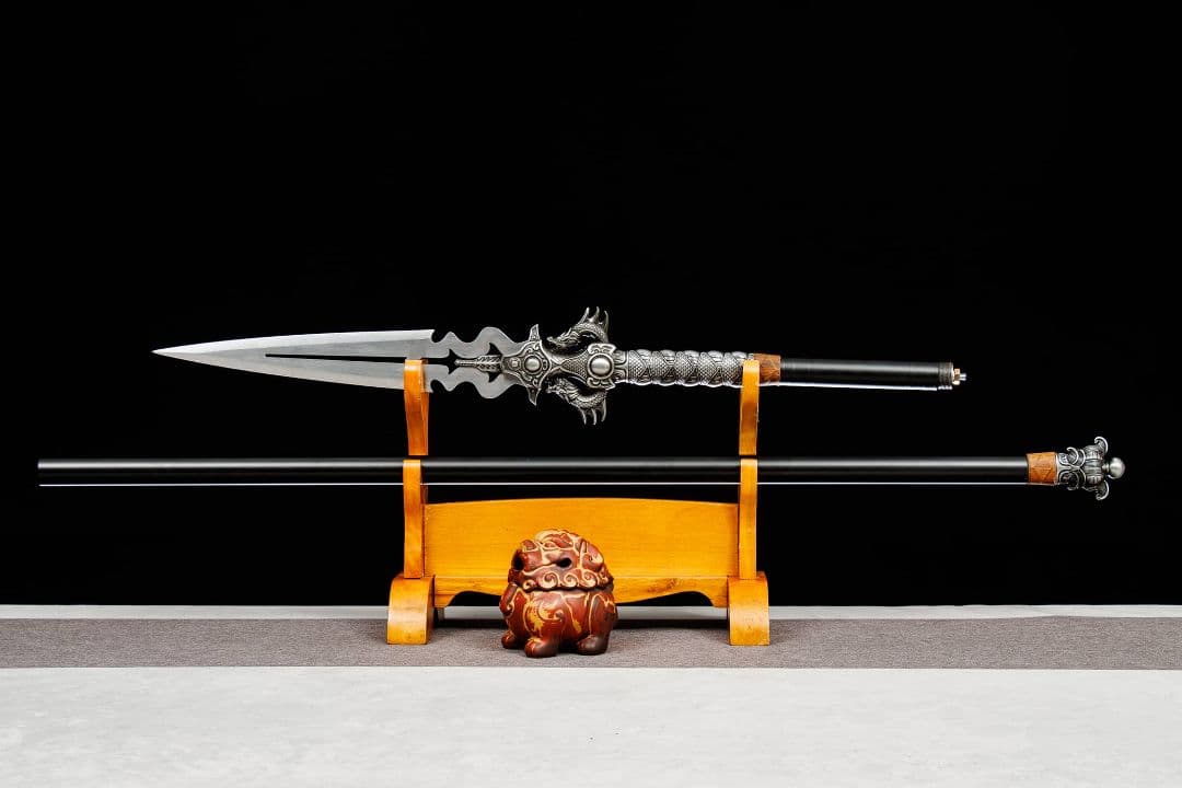 【双龍-九幽冽獄槍】古兵器 武具 手鍛造打 武蔵 銃 槍 鑑賞用 贈り物 武士道