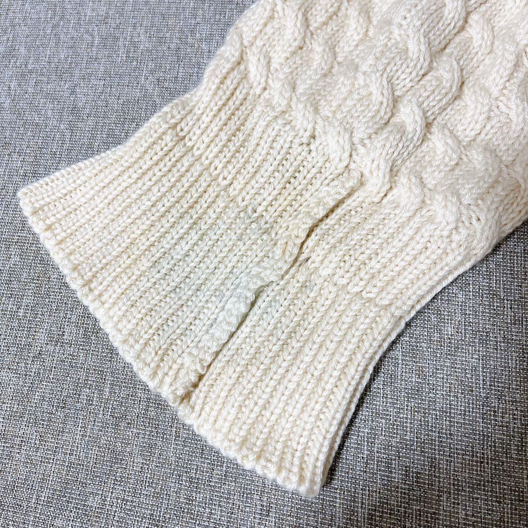 【訳あり】モンクレール ケーブル編み ニット帽 アイボリー