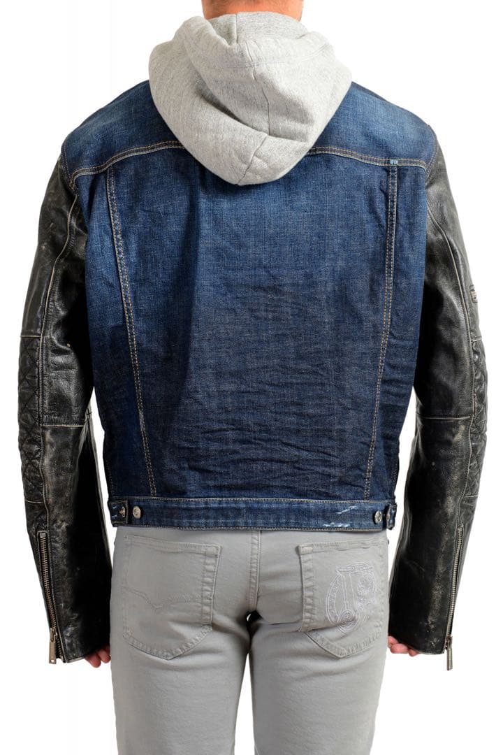 定価28万希少・新品・タグ付　袖レザーハイブリッド デニムジャケット サイズ44