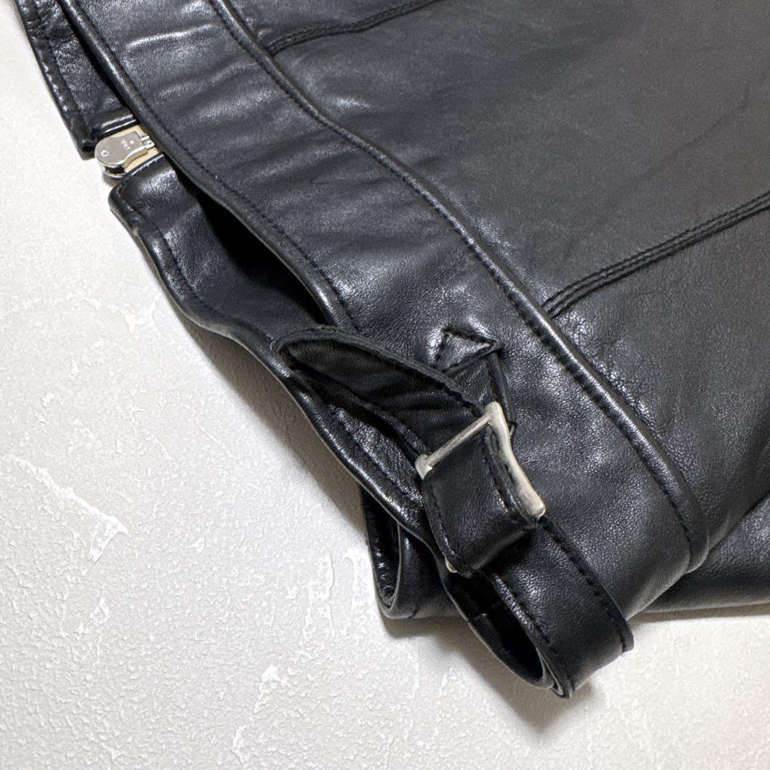 【極美品】XLサイズ ナノユニバース シープスキン シングルライダース 黒 赤