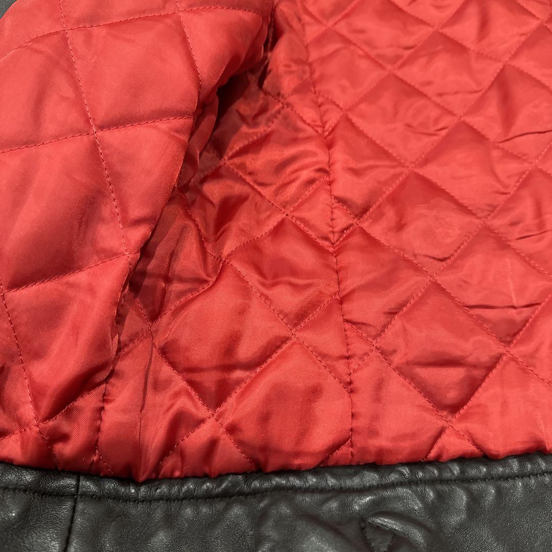 【極美品】XLサイズ ナノユニバース シープスキン シングルライダース 黒 赤