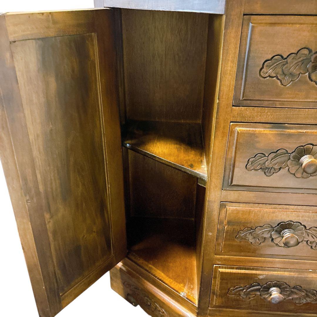 アンティーク　彫刻 チェスト 引き出し 4段 サイドボード キャビネット モダン