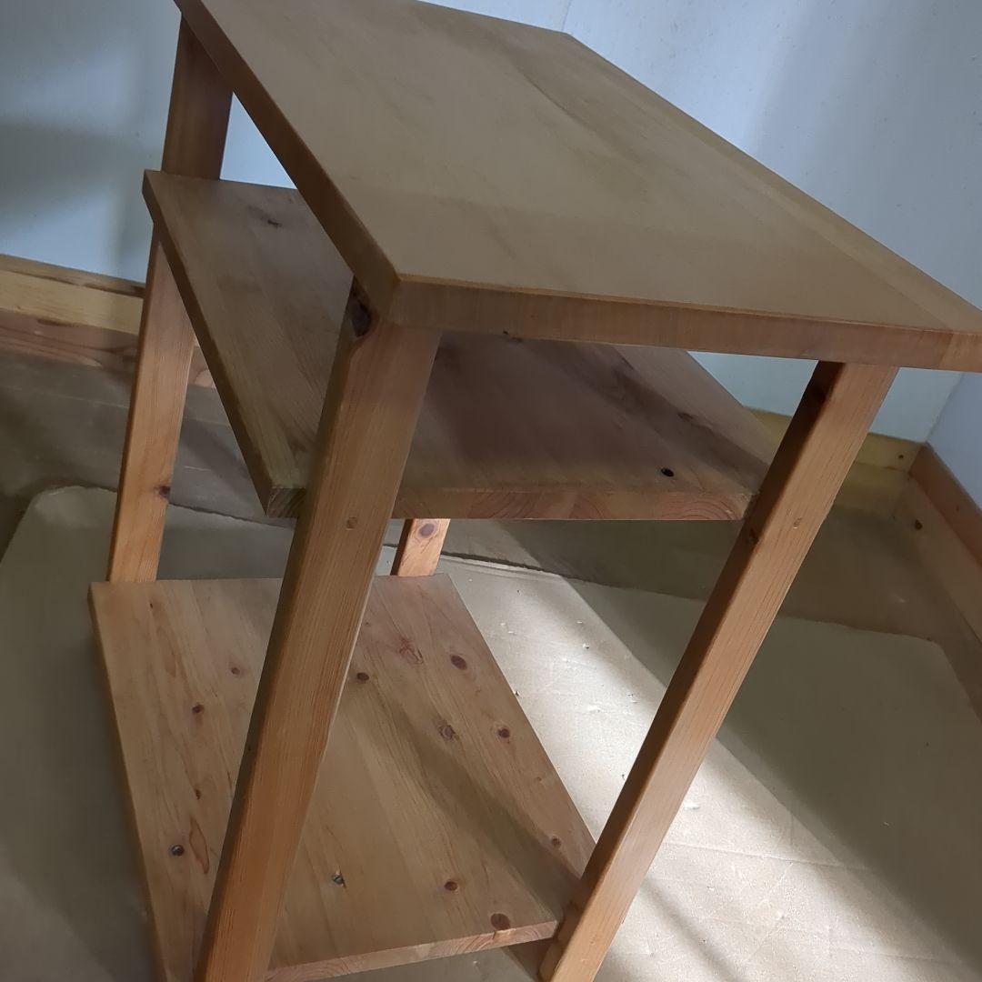 木製 3段シェルフ　棚　サイドテーブル　荷物置き　ナチュラル　ハンドメイド