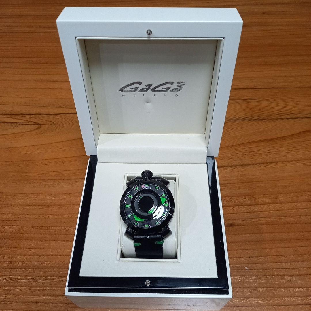 ガガミラノ 腕時計マヌアーレ48㎜【ミステリーユース】 ブラック/グリーン