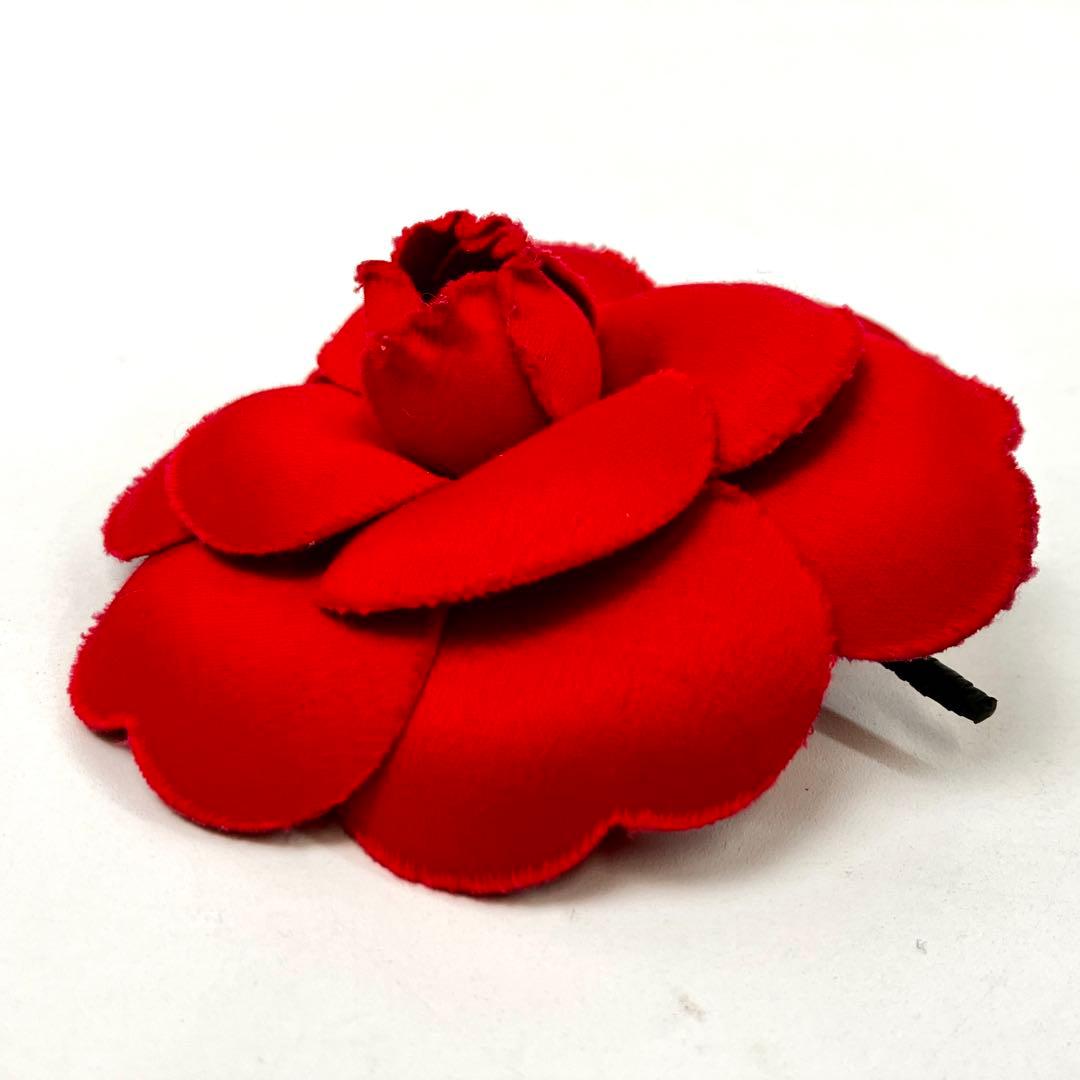CHANEL カメリア コサージュ ブローチ シャネル ベルベット レッド 赤