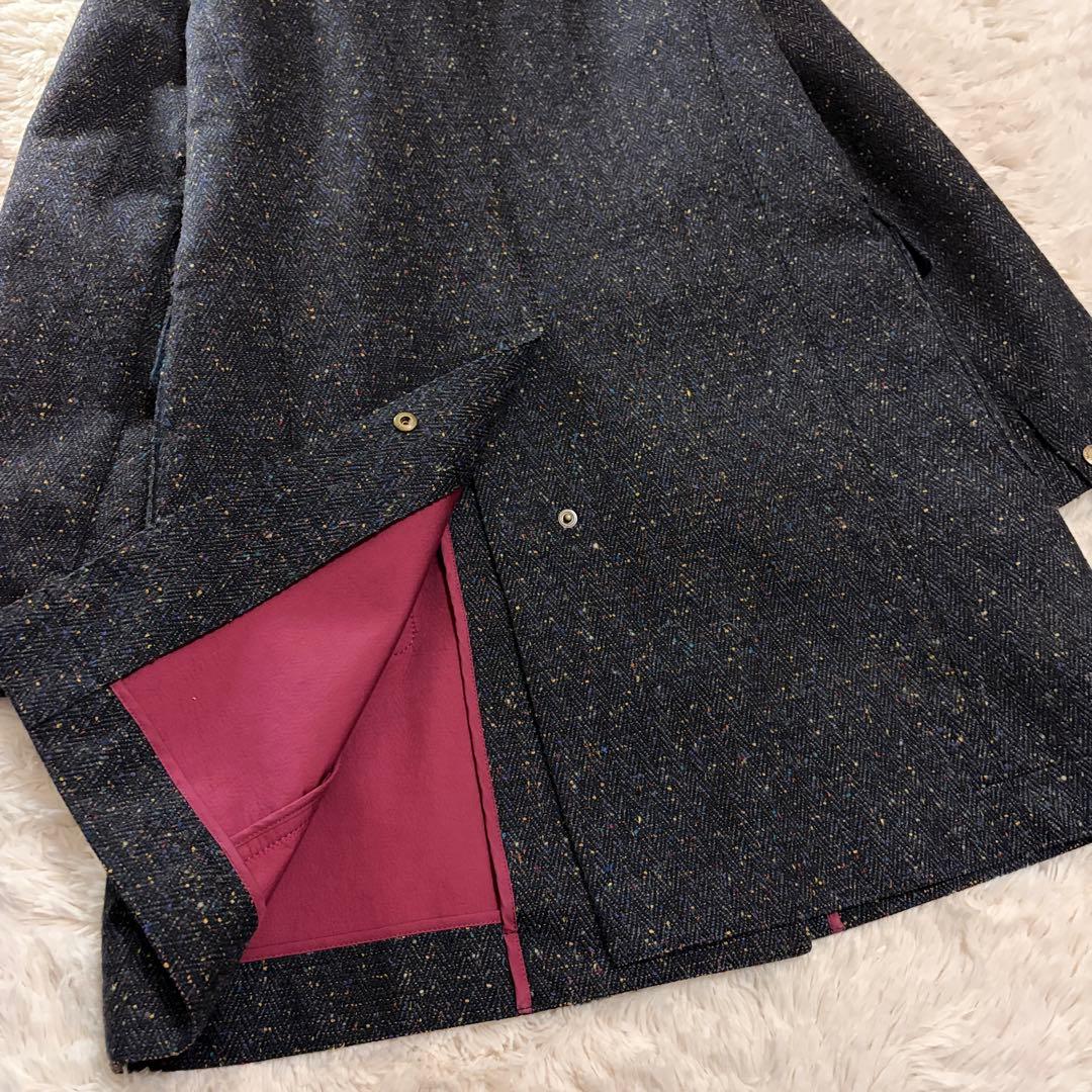 マッキントッシュフィロソフィー ネップツイード ダブルコート ネイビー 2way