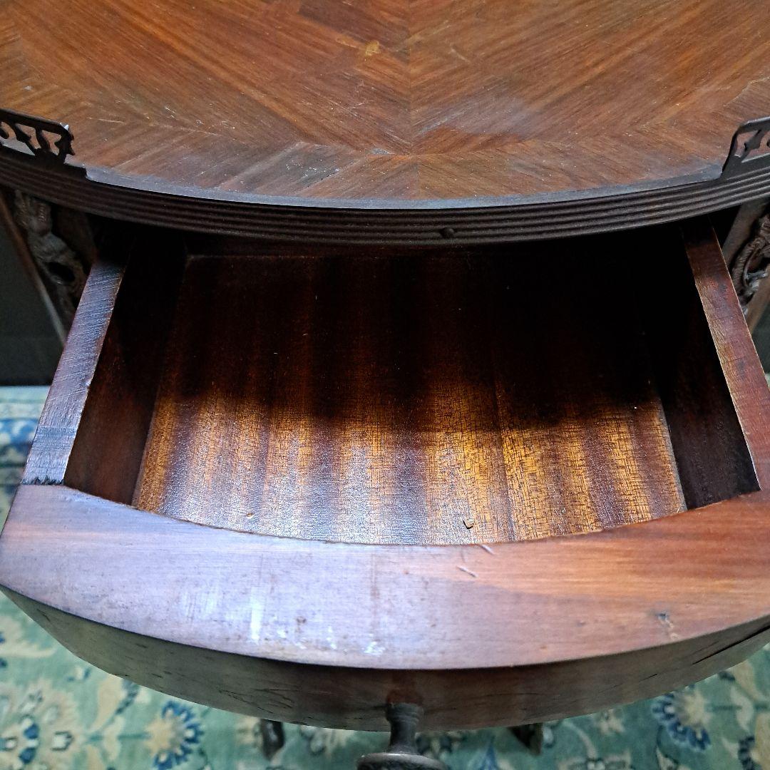 アンティークマリネール調 陶板象嵌 サイドテーブル コンソール 飾り棚 猫脚