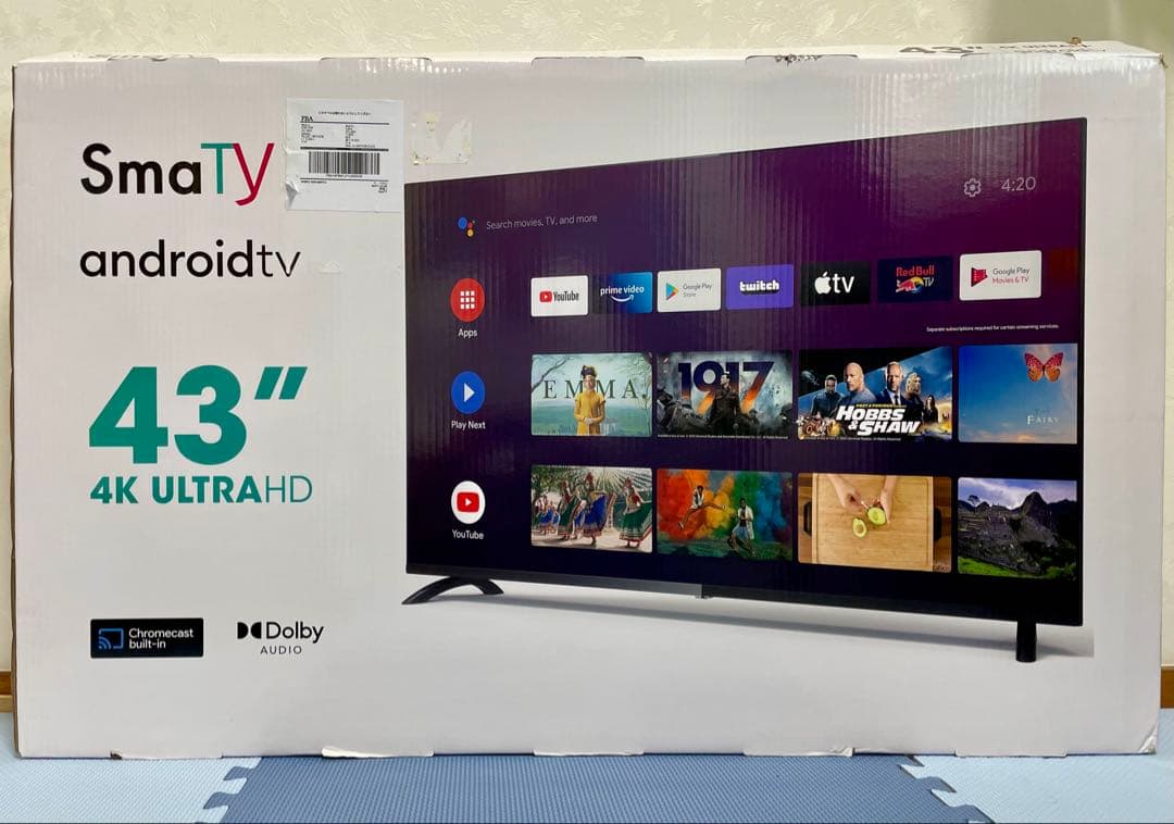 チューナーレステレビ 43V型 4K UHD