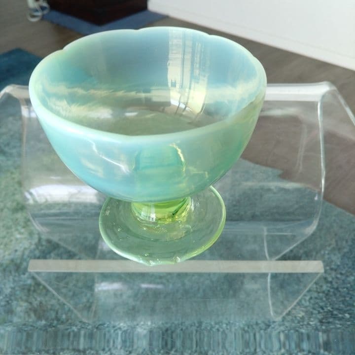 和ガラス 乳白ガラス被せ ウランガラス 2色氷コップ 大正ロマン