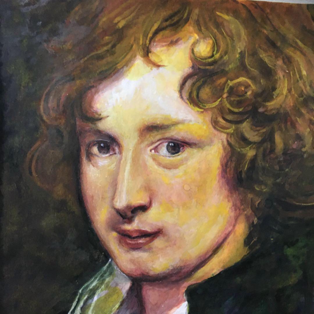 水彩画　画家の肖像画の模写