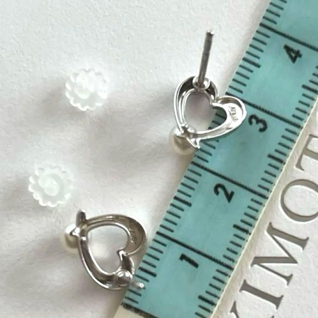 MIKIMOTO ハート型ピアス ベビーパール付き K18WG 希少