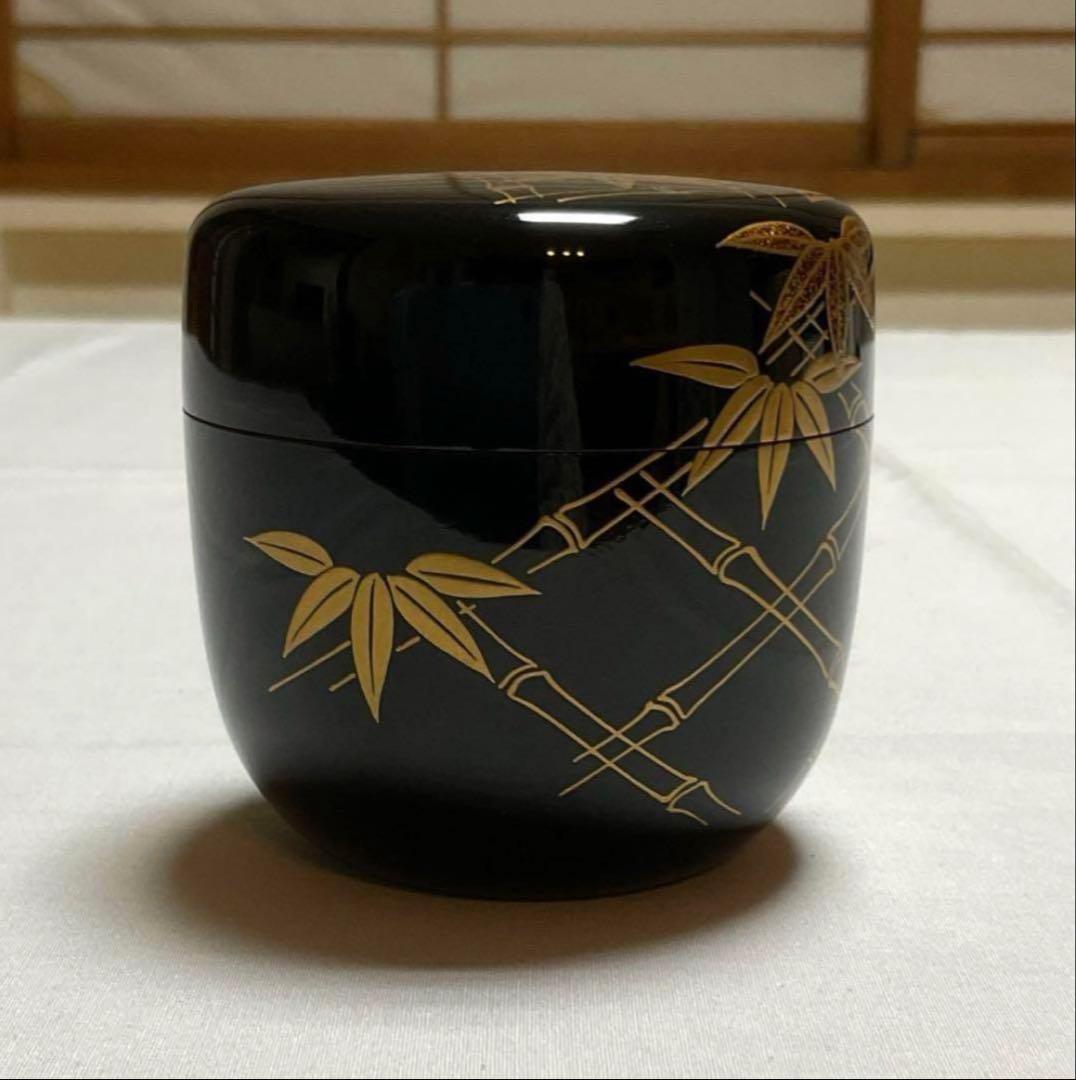 大棗 西條一斎 金蒔絵 竹 薄茶器 茶道具 お茶【未使用】