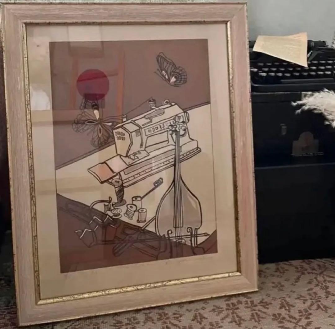 シルクスクリーン　限定版　サイン、ED有　額入り　ジニー・キム　希少　蝶