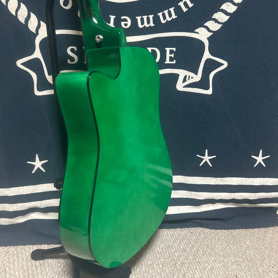 今月末迄　特価‼️新品未使用グリーン　タイガーグラフィック　アコースティックギター