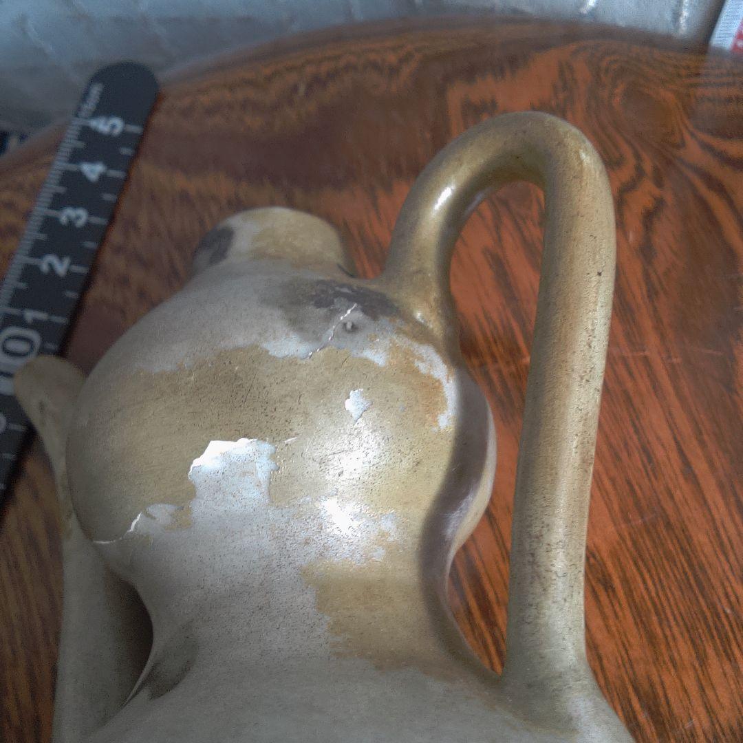 骨董６手作り陶器壺、二重ボディ