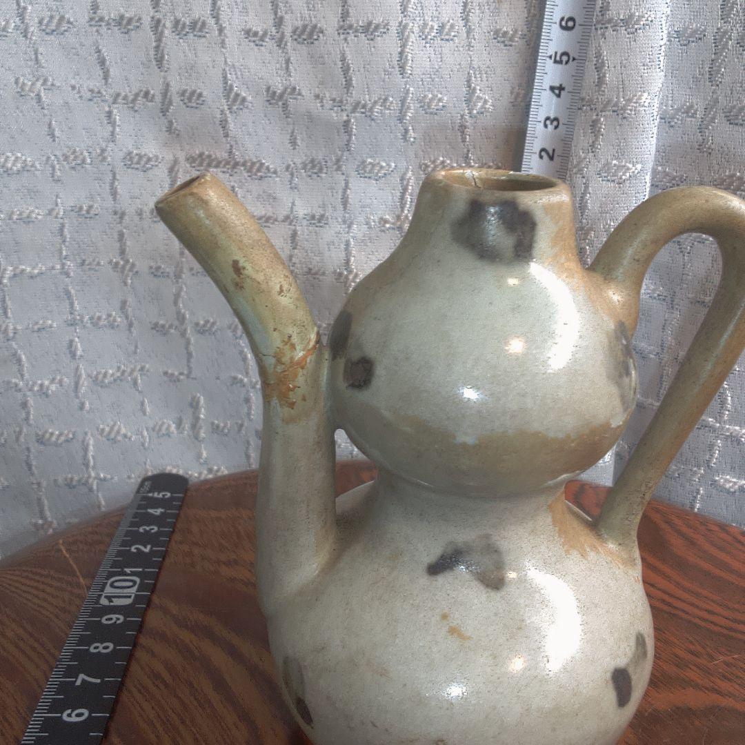 骨董６手作り陶器壺、二重ボディ