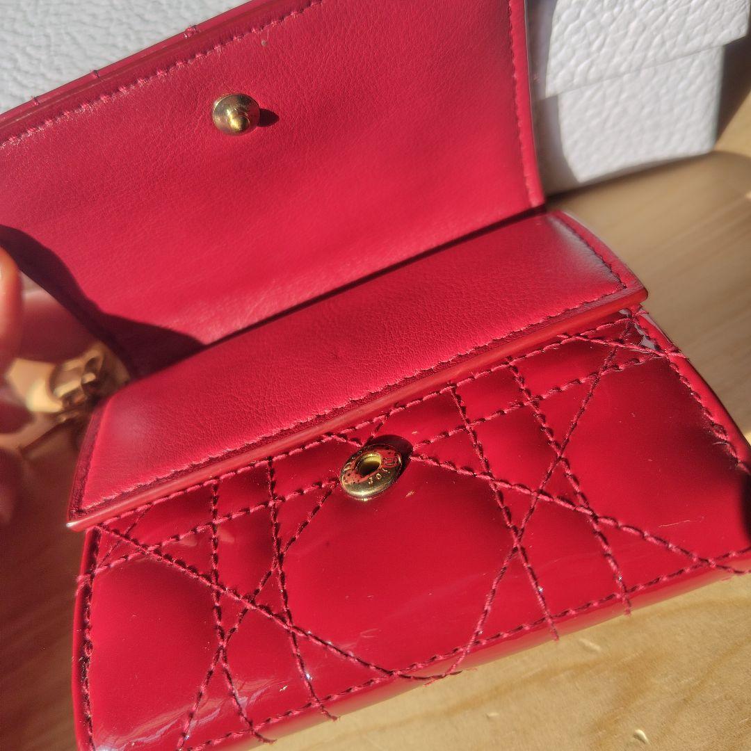 Dior 赤 エナメルレザー 三つ折り財布