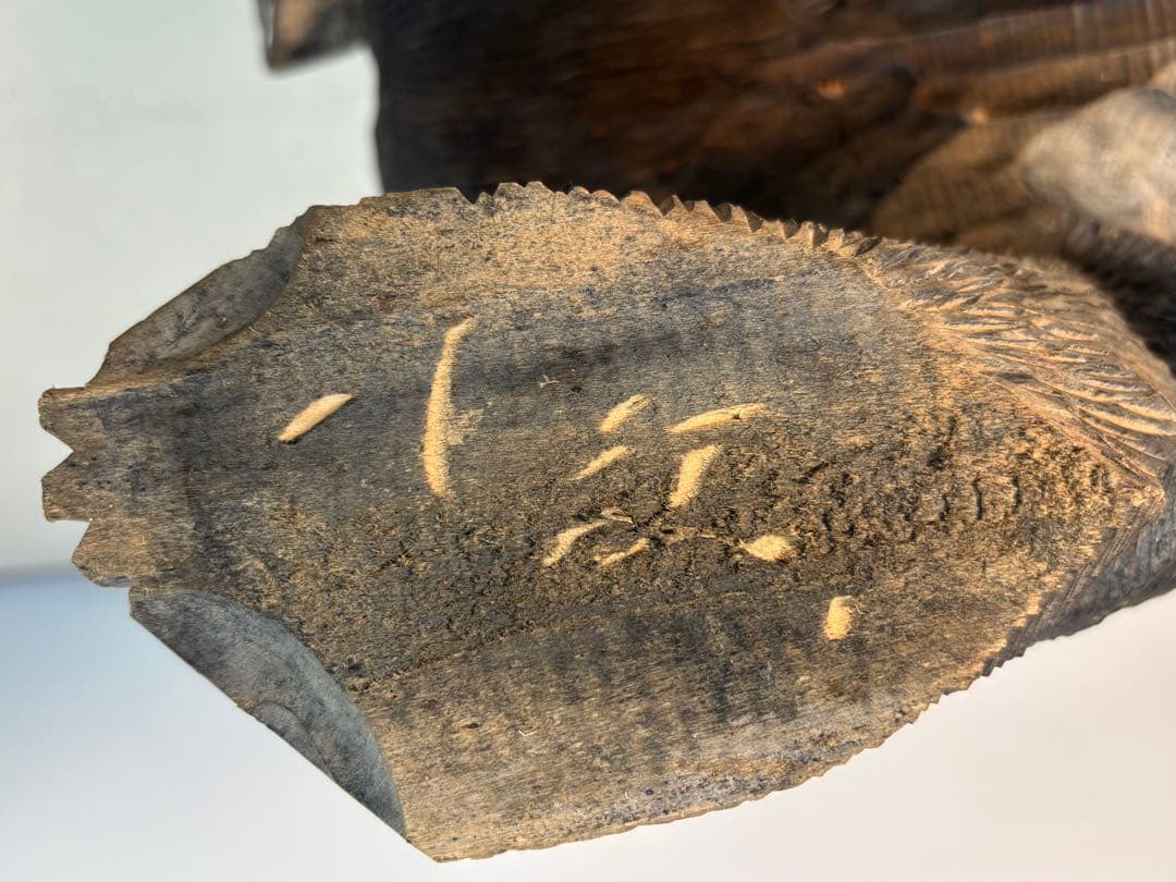 刻印「八江」木彫り熊　置物　北海道　クマ　民芸　古道具　アンティーク