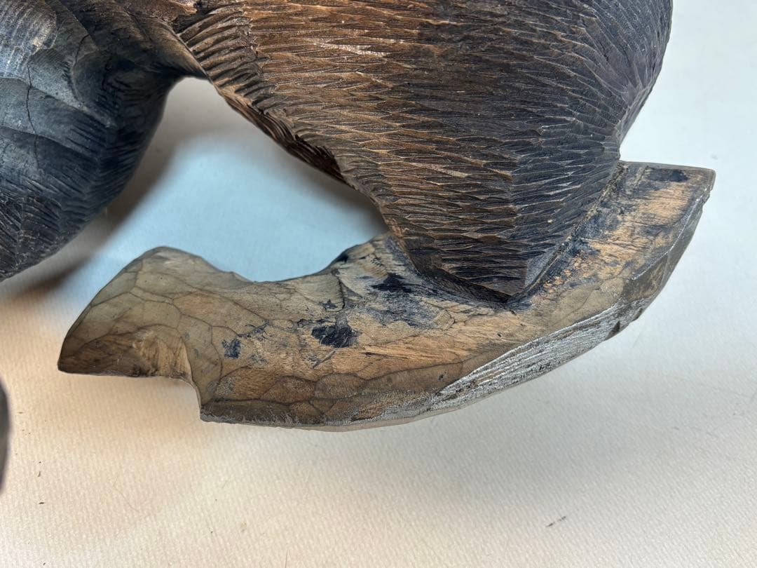 刻印「八江」木彫り熊　置物　北海道　クマ　民芸　古道具　アンティーク