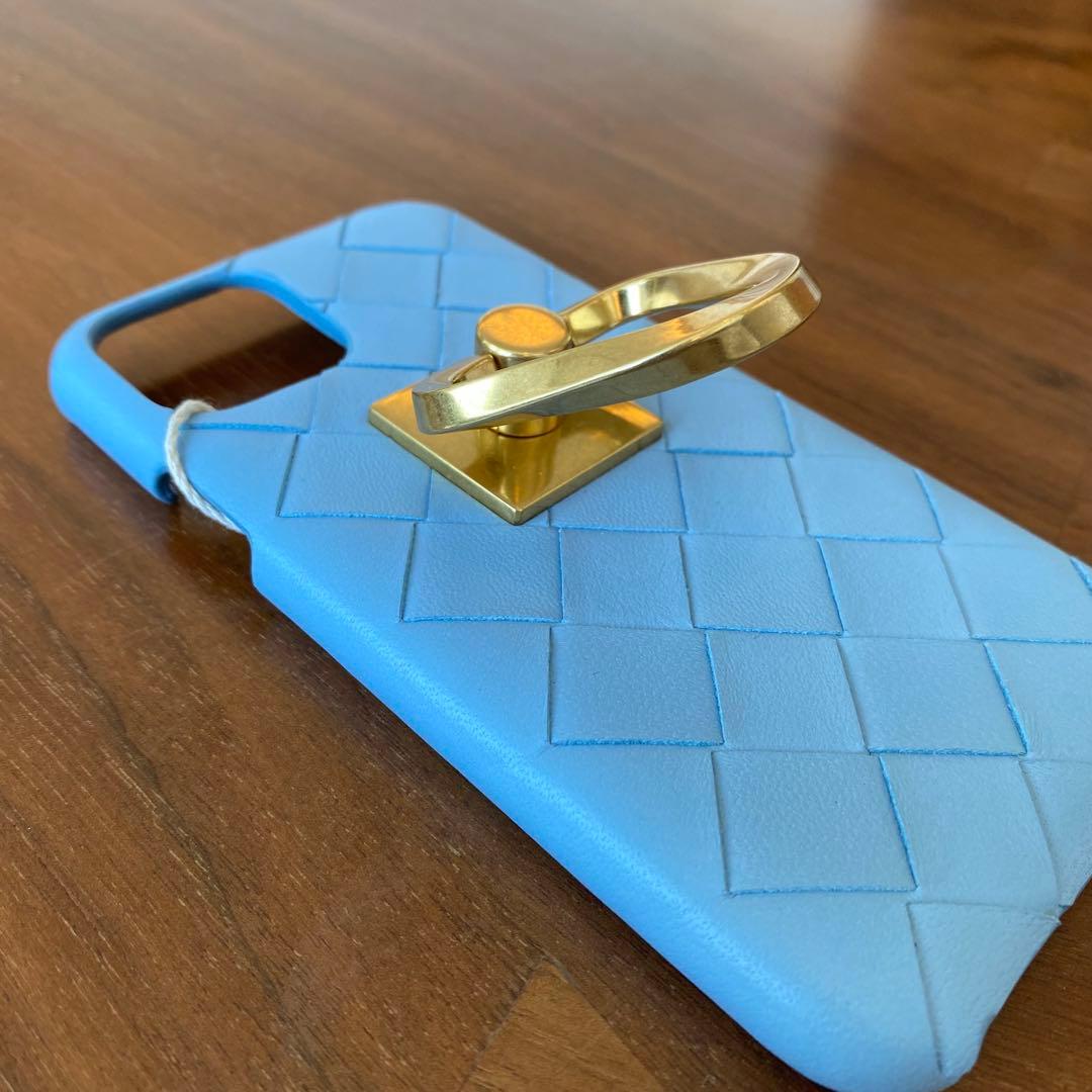 【新品】ボッテガ ヴェネタ iPhone11Proケース リング付き 水色