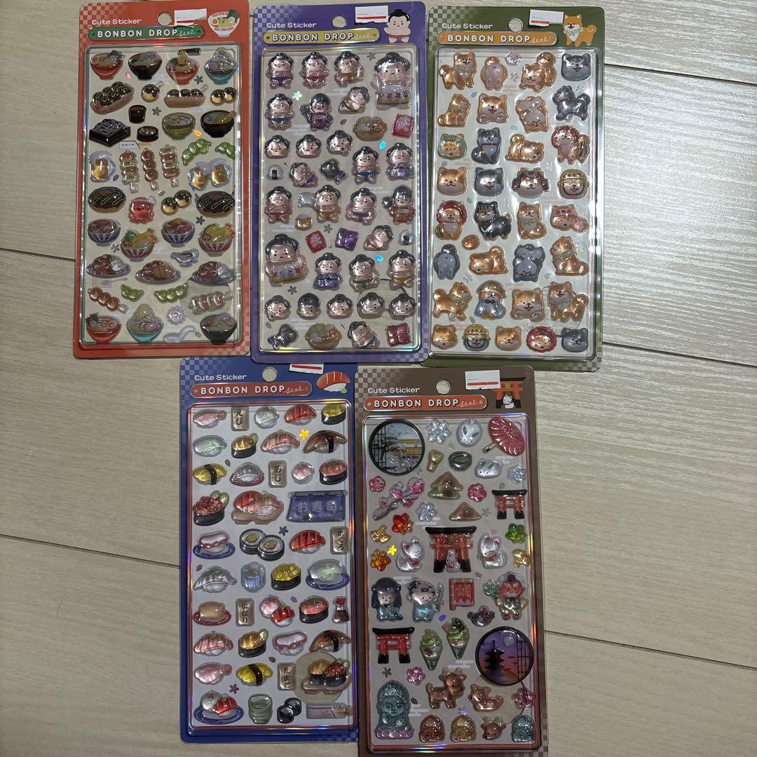 ボンボンドロップシール　和柄　5種類