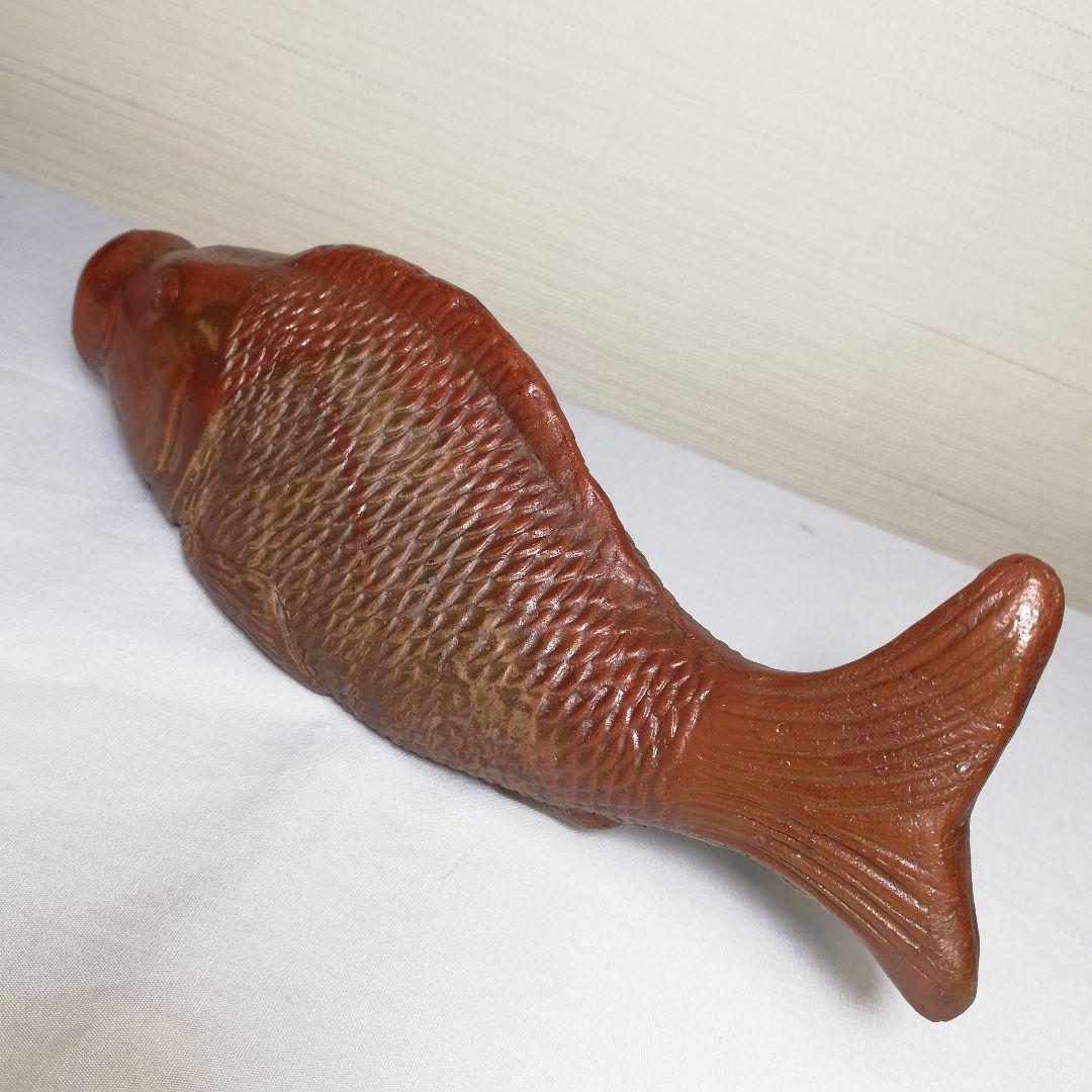 明治時代 備前焼 魚掛け花入 細工物 オブジェ 陶彫 緋襷 花器 工芸品 花瓶