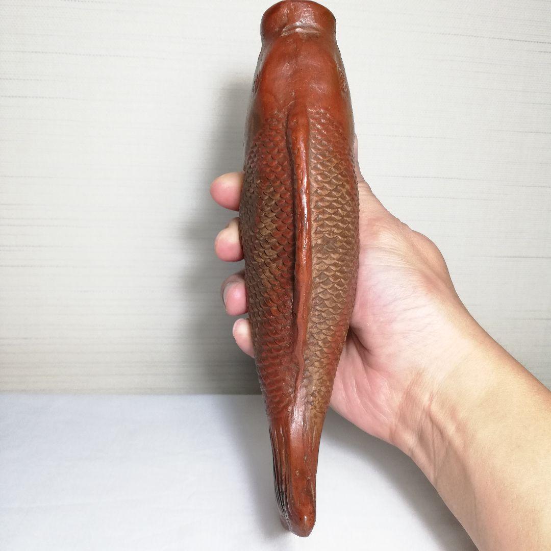 明治時代 備前焼 魚掛け花入 細工物 オブジェ 陶彫 緋襷 花器 工芸品 花瓶