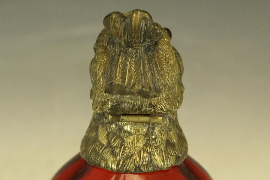 16世紀 フランス 赤ガラス 鷲 酒瓶高23.5cmアンティーク (RC975)