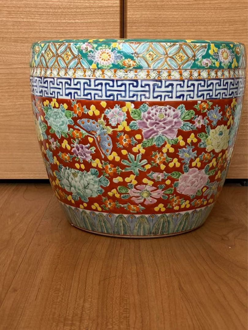 伊万里 十錦手 火鉢 古道具 陶器 水鉢 睡蓮鉢 時代物唐物