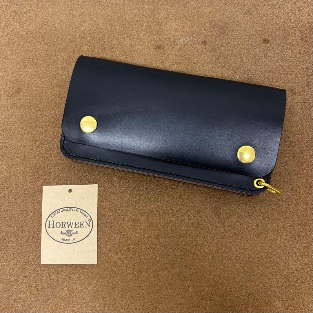 クロムエクセル　トラッカーウォレット　黒　茶心　3層　HORWEEN