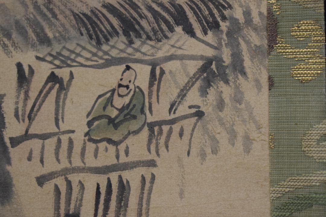 【真作】春木南湖/山水人物図/山水幽居図/掛軸☆宝船☆Y-590　JM