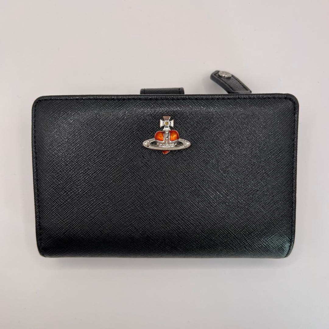 vivienne westwood 二つ折り財布　ディアマンテ　ハート　ブラック