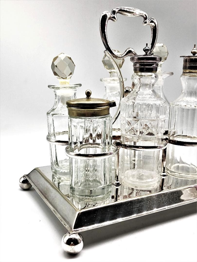 【 1900年ドイツ製　卓上セット 】　ガラス瓶/調味料ボトル