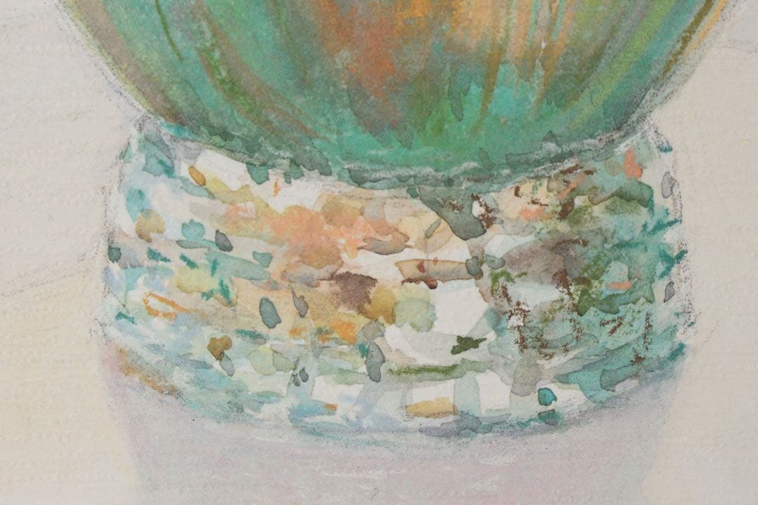 No4713額装　印刷　F.NERi 水彩画　花　花瓶　静物画　絵画　送料無料