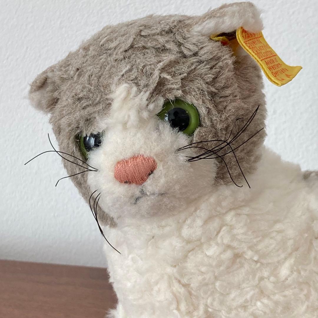 オールドシュタイフ　ハチワレ猫　シュタイフ　ぬいぐるみ　ドイツ　ヴィンテージ