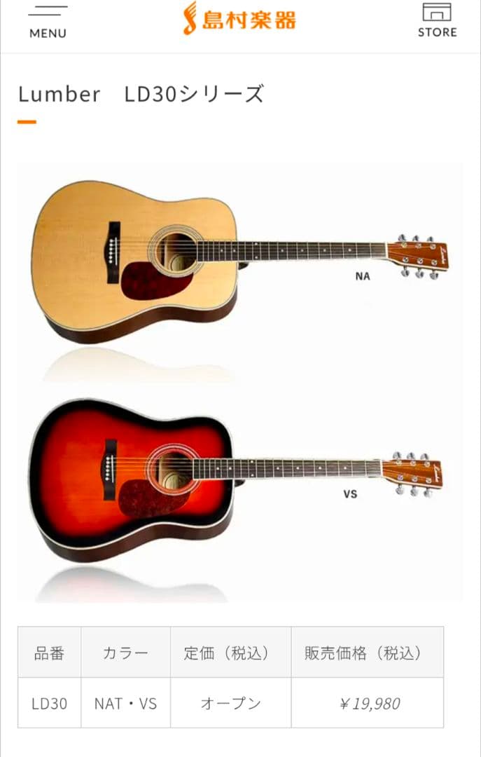 絶版・美品LumberランバーLD30VSアコースティックギター純正ケース＆弦付