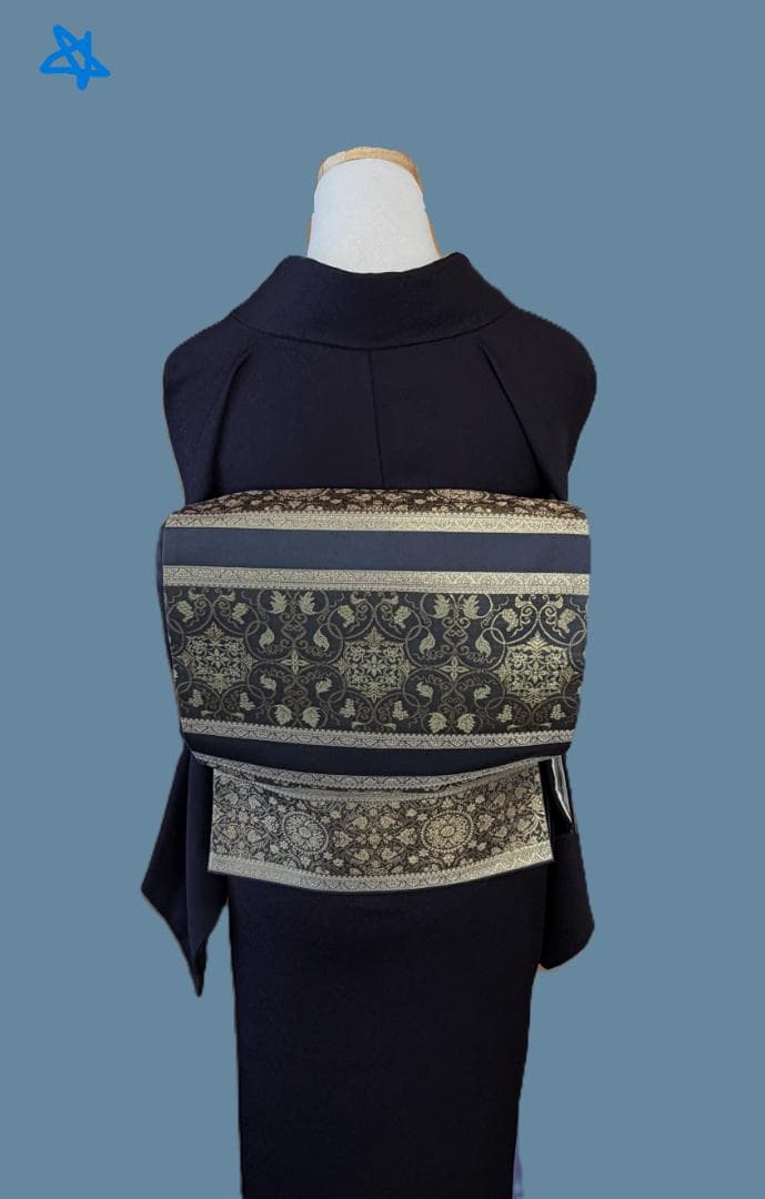 帯３箔清兵衛　草木染　正倉院間道裂織　袋帯　グレー系　未使用品　長さ４３８ｃｍ