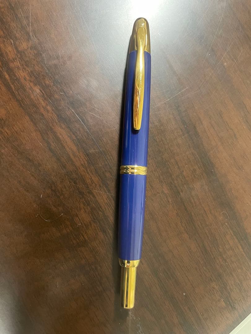 キャップレス 18金 万年筆 F字 青金