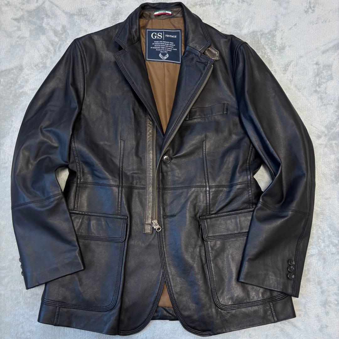 美品 2way✨ G-stage ラムレザー　テーラードジャケット　ブラック　L