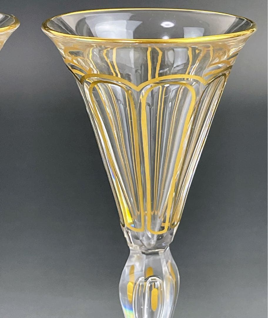 モーゼル 金彩装飾 リキュールグラス ペア シャンパングラス ワイングラス