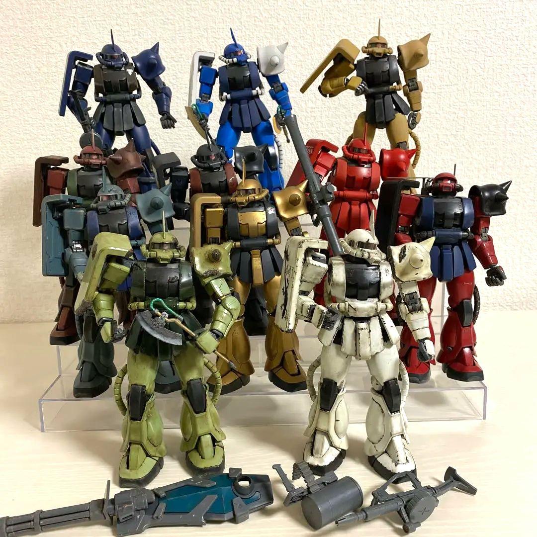MG 1/100　ザク　ウェザリング強　11体まとめ ダメージ加工 塗装完成品
