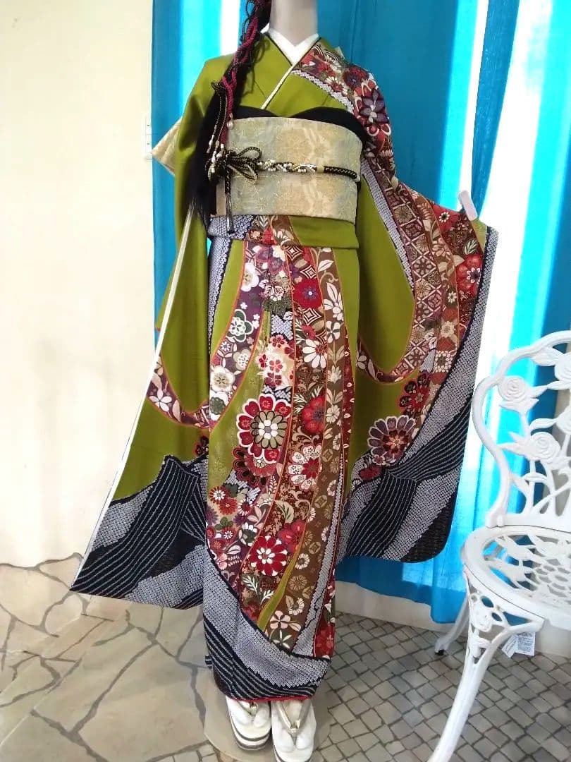 振袖フルセット、正絹、成人式、重ね衿、帯揚げ帯締め、西陣袋帯、襦袢