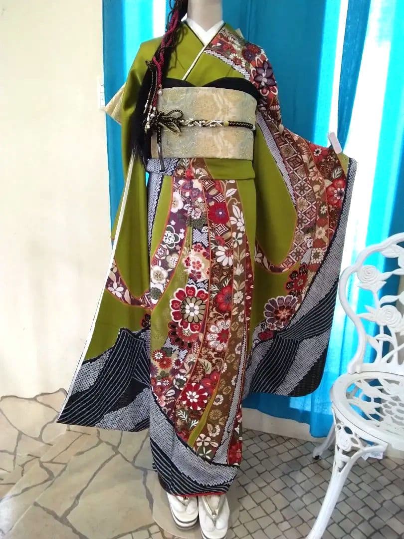 振袖フルセット、正絹、成人式、重ね衿、帯揚げ帯締め、西陣袋帯、襦袢