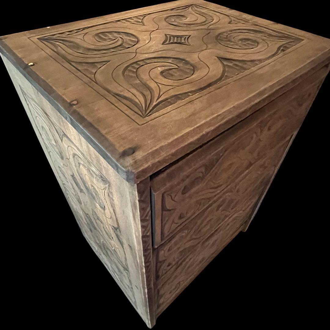 アイヌ 木彫り 小引き出し 小物　木製 引き出し チェスト ビンテージ　入手困難