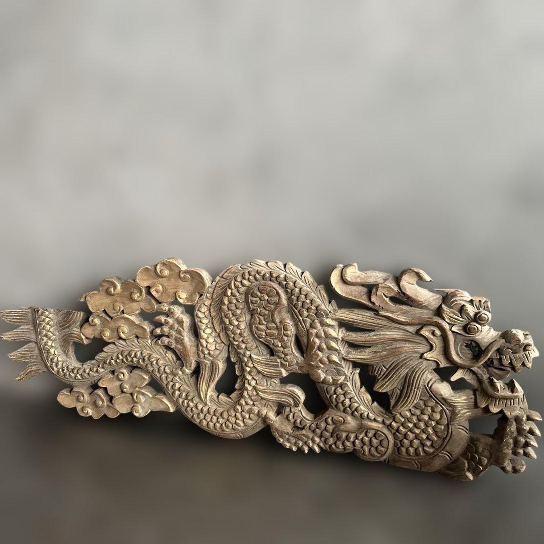 瞬間的お値下げ‼️ヴィンテージ　木製龍ドラゴン彫刻