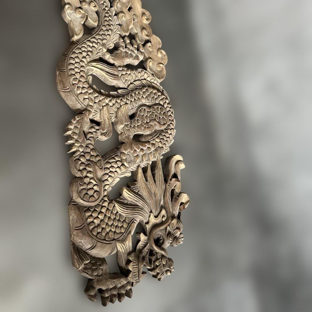 瞬間的お値下げ‼️ヴィンテージ　木製龍ドラゴン彫刻