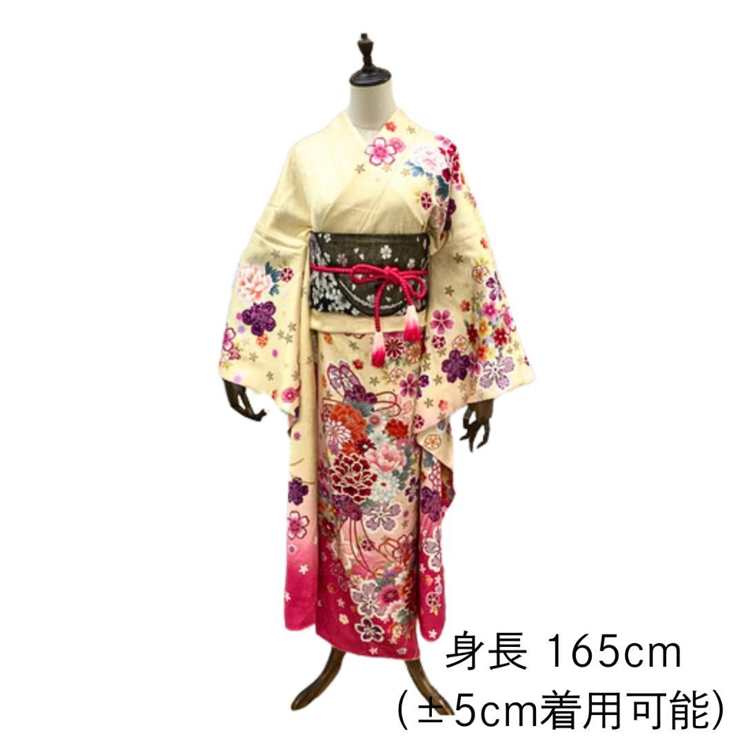 ≪早い者勝ち≫【美品】 振袖セット 成人式 正絹 古典柄 振袖 黄色 S91 ●