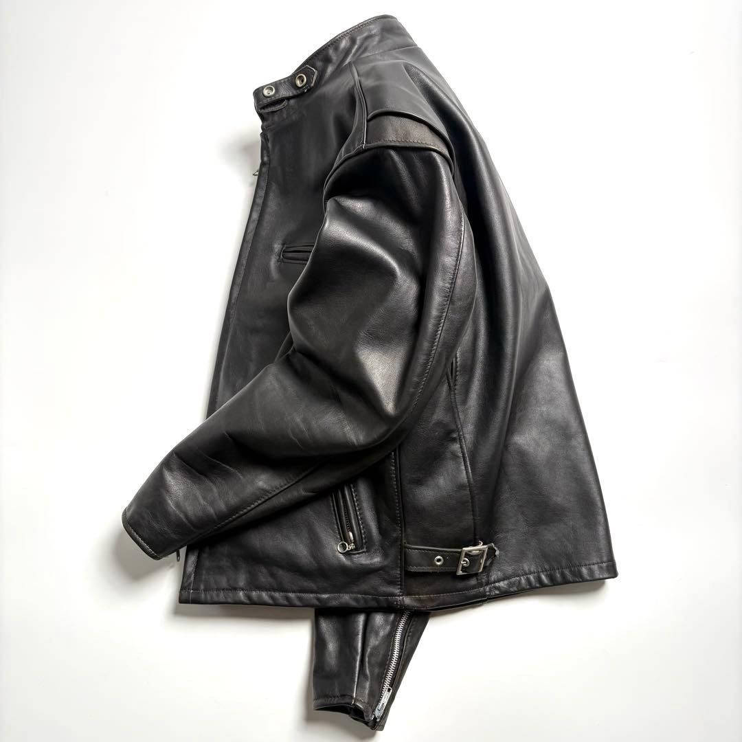 【米国製】Schott レザー ライダースジャケット 黒 40 シングル 本革