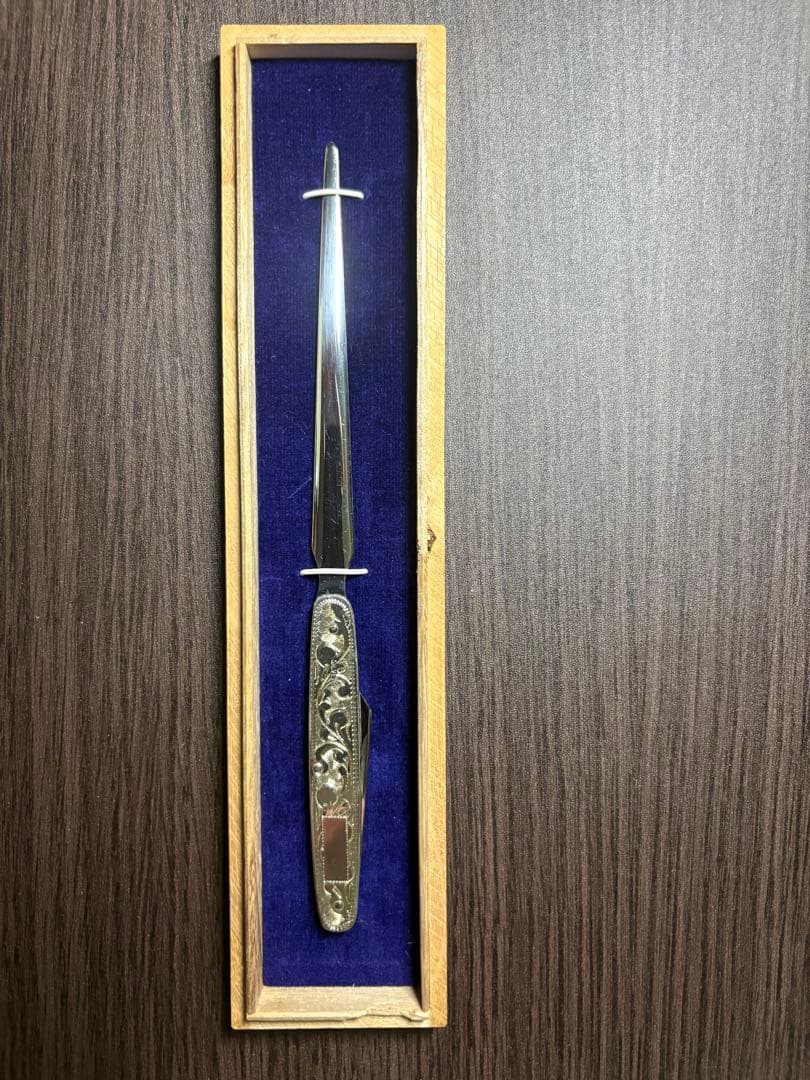 藤本保広工房 #21 純銀製ペーパーナイフ Fウィング刻印 桐箱付