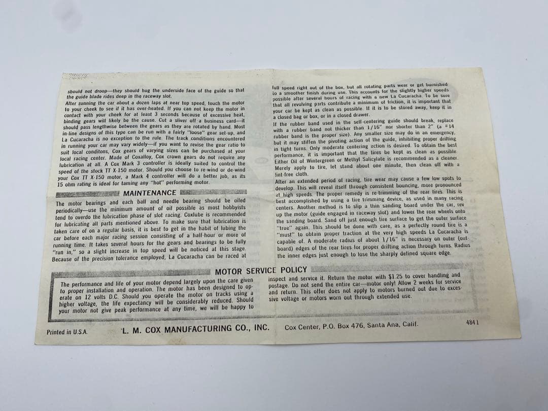 COX LA CUCARACHA 1/24 スロットカー 箱付き レア 当時物